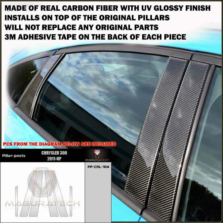 Real Carbon Fiber Pillar Covers 6 PCS 11-up Chrysler 300 - Click Image to Close